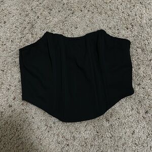 Black Strapless Corset Crop Top